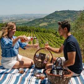 Montalcino: Picknick im Weinberg mit einer Flasche Wein