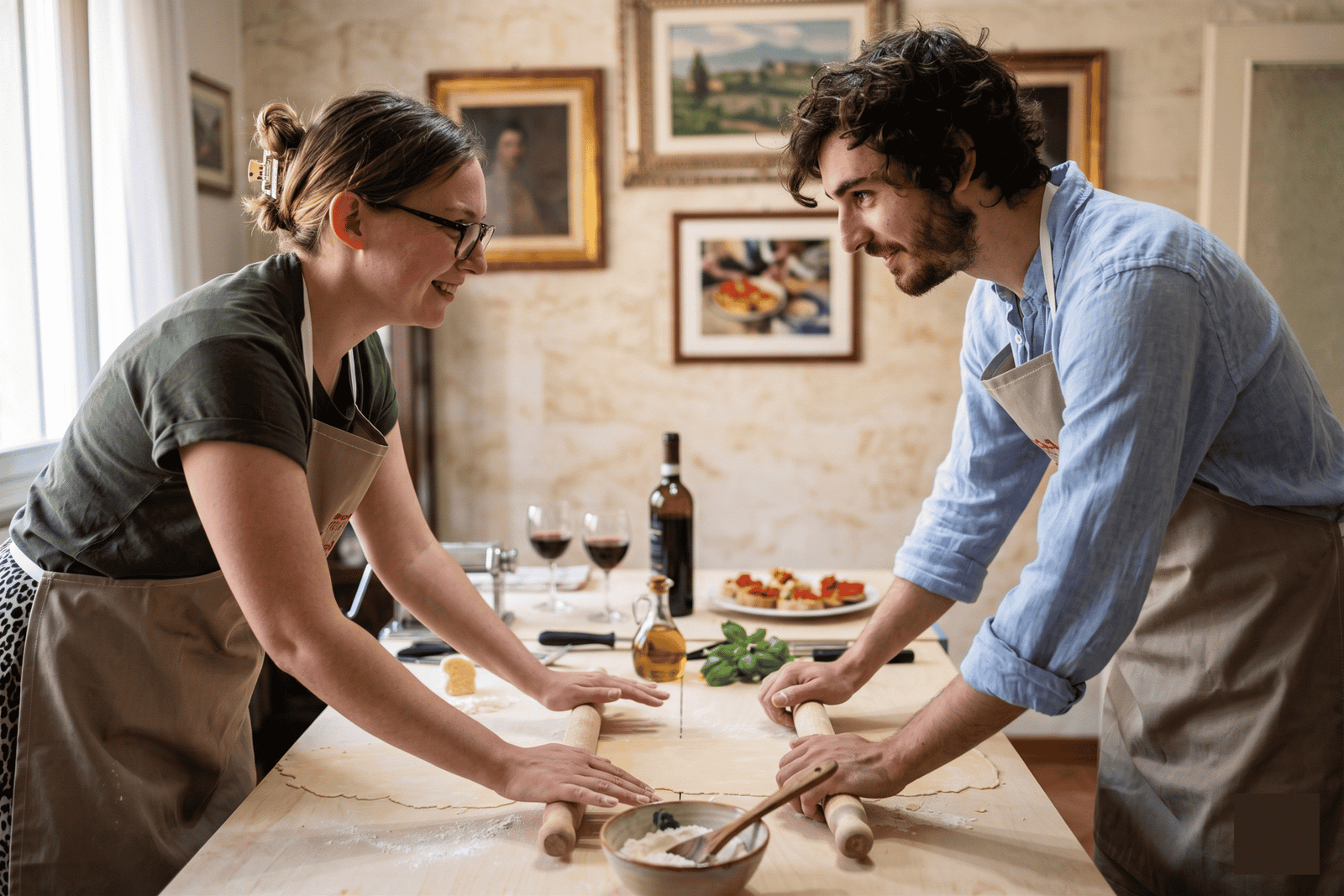 Cours de pâtes colorées près d'Arezzo, recettes à emporter