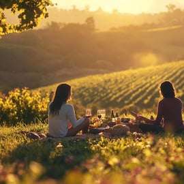 Picknick i vingård med utsikt mot San Gimignano